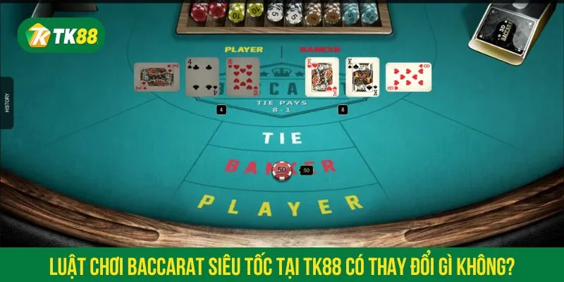 Baccarat siêu tốc tại TK88 giữ nguyên cấu trúc của baccarat truyền thống