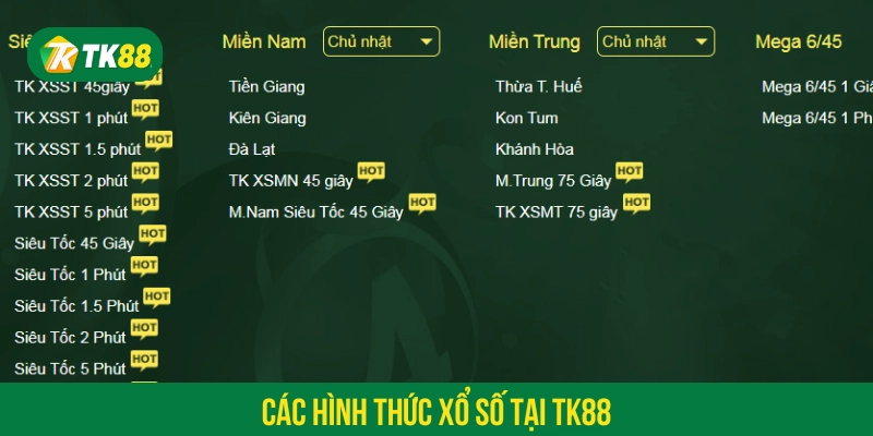 Các hình thức lotery tại TK88