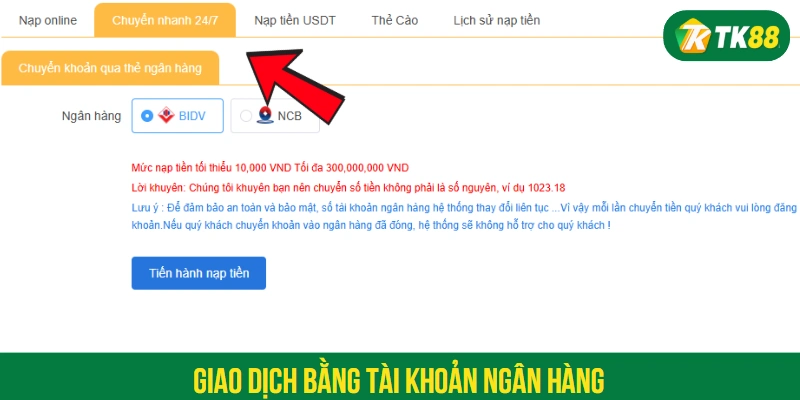 Giao dịch bằng tài khoản ngân hàng