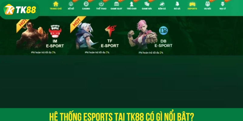 Hệ thống Esports tại TK88 có gì nổi bật?