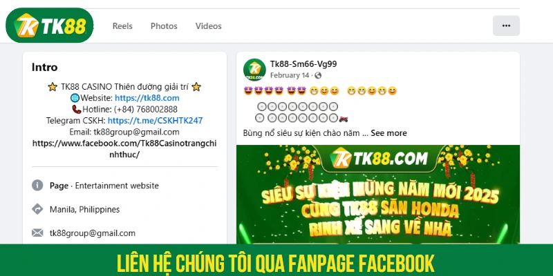 Liên hệ chúng tôi qua fanpage Facebook