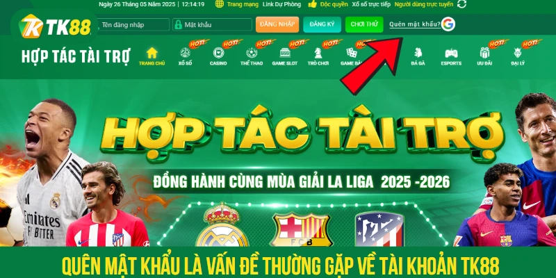 Quên mật khẩu là vấn đề thường gặp về tài khoản TK88