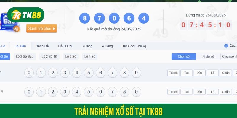 Trải nghiệm xổ số tại TK88