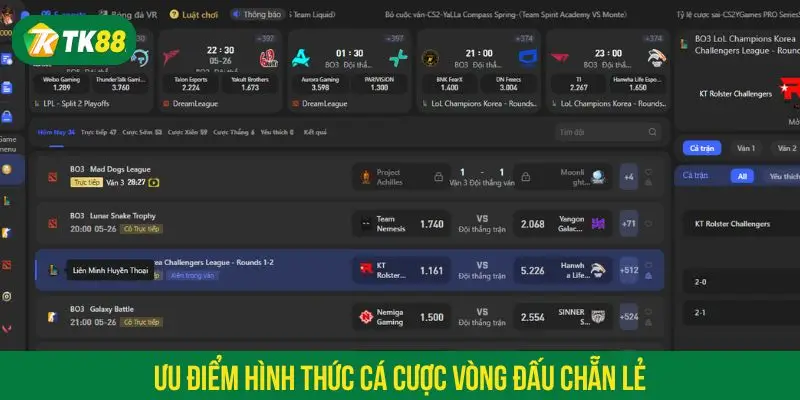 Ưu điểm của hình thức cá độ vòng đấu chẵn lẻ