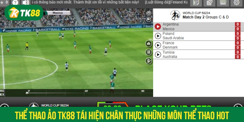 Thể thao ảo TK88 tái hiện chân thực những môn thể thao hot